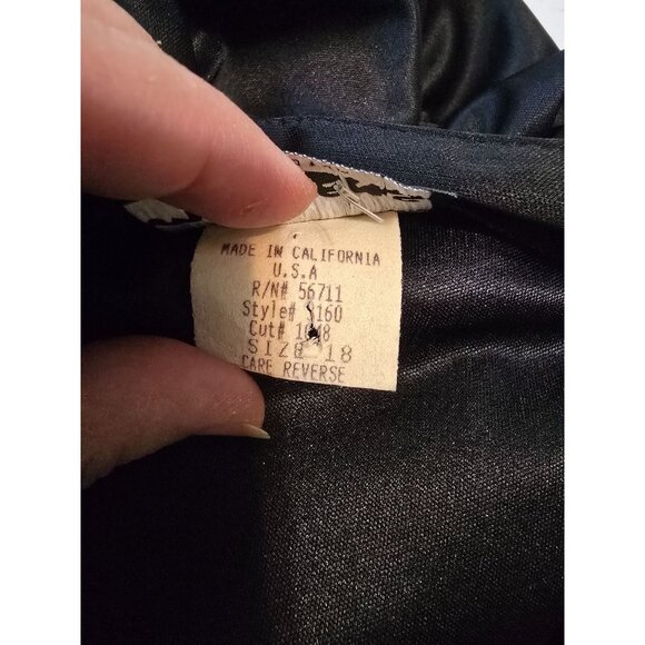 Vintage 80s Mayvens of California Black & Silver Ruched Cocktail Dress | Size 18 - Picture 6 of 8